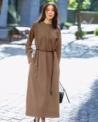 【ドゥクラッセ/DoCLASSE】のイージージョーゼット・ベルト付きワンピース キャメル|ID: prp329100004925940 ipo3291000000036963174