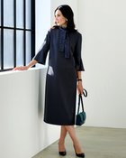 【ドゥクラッセ/DoCLASSE】の二重織カルゼ・ベルスリーブワンピース ダークネイビー|ID: prp329100004925944 ipo3291000000037256225