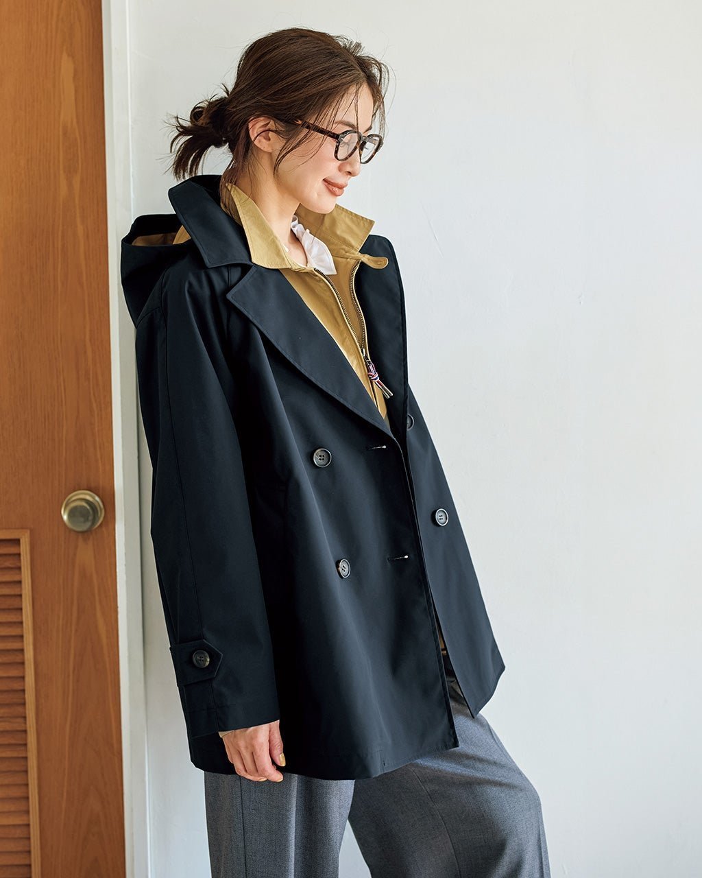 【ドゥクラッセ/DoCLASSE】のシャットウインド・ダブルブレストコート インテリア・キッズ・メンズ・レディースファッション・服の通販 founy(ファニー) 　ファッション　Fashion　レディースファッション　Fashion for Women　アウター　Coat / Outerwear Collection　コート・ロングコート・ピーコート　Long Coats, Peacoats & More　ストレッチ　Stretch, Stretchy Fabric　フォルム　Silhouette, Form　ミドル　Middle Length, Mid Height　ミッドナイトブルー|ID: prp329100004925945 ipo3291000000036963203