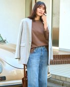 【ドゥクラッセ/DoCLASSE】のバルキーリネンタッチ・Vノーカラージャケット ライトグレー|ID:prp329100004925948