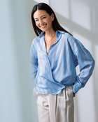 【ドゥクラッセ/DoCLASSE】のシアーライト・2WAYオーバーシャツ 人気、トレンドファッション・服の通販 founy(ファニー) ファッション Fashion レディースファッション Fashion for Women トップス・カットソー Cut & Sew Tops シャツ・ブラウス・オフィスカジュアル Elegant Blouses & Button-Ups thumbnail ブルーストライプ|ID: prp329100004925951 ipo3291000000037024116