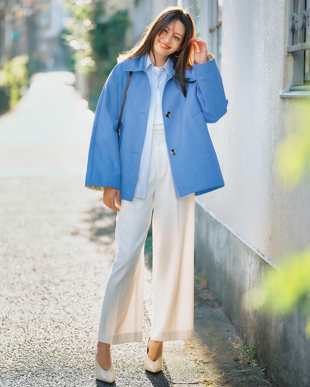 【ドゥクラッセ/DoCLASSE】のコットンブレンド・ステンカラーコート インテリア・キッズ・メンズ・レディースファッション・服の通販 founy(ファニー) 　ファッション　Fashion　レディースファッション　Fashion for Women　アウター　Coat / Outerwear Collection　コート・ロングコート・ピーコート　Long Coats, Peacoats & More　ショート　Short, Short Length　スタイリッシュ　Stylish, Fashionable　スタンド　Stand Collar, Upright Stand　スリーブ　Sleeve, Long Sleeve / Short Sleeve　ブルー|ID: prp329100004925955 ipo3291000000036963262