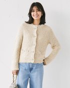 【ドゥクラッセ/DoCLASSE】のツイーディニット・メタル釦ジャケット ライトベージュ|ID: prp329100004926004 ipo3291000000037102204