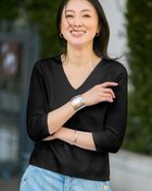 【ドゥクラッセ/DoCLASSE】のVネックN/7分袖・ドゥクラッセTシャツ ブラック|ID: prp329100004926028 ipo3291000000036963557