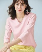 【ドゥクラッセ/DoCLASSE】のVネックN/7分袖・ドゥクラッセTシャツ ソフトピンク|ID:prp329100004926028