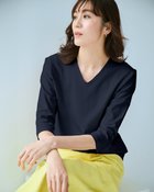 【ドゥクラッセ/DoCLASSE】のVネックN/7分袖・ドゥクラッセTシャツ ミッドナイトブルー|ID:prp329100004926028