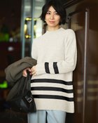 【ドゥクラッセ/DoCLASSE】のストレッチウール・ボーダーロングニット 人気、トレンドファッション・服の通販 founy(ファニー) ファッション Fashion レディースファッション Fashion for Women トップス・カットソー Cut & Sew Tops ニット Knit Tops & Sweaters ストレッチ Stretch, Stretchy Fabric スリット Slit, Slit Detail チュニック Tunic, Long Top ロング Long, Long-Length thumbnail オフホワイト|ID: prp329100004926071 ipo3291000000036963732