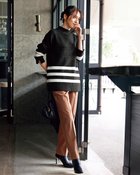 【ドゥクラッセ/DoCLASSE】のストレッチウール・ボーダーロングニット ブラック|ID: prp329100004926071 ipo3291000000037102230