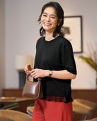 【ドゥクラッセ/DoCLASSE】のシアーニット・裾フリルトップス/クルーネック ブラック|ID: prp329100004926100 ipo3291000000037246133