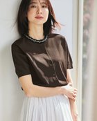 【ドゥクラッセ/DoCLASSE】のパールビジュー・クルーネックカーディガン ダークモカ|ID:prp329100004926102