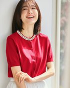 【ドゥクラッセ/DoCLASSE】のパールビジュー・クルーネックカーディガン レッド|ID:prp329100004926102