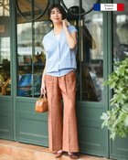 【ドゥクラッセ/DoCLASSE】のフレンチリネン・セミワイドパンツ シナモン|ID: prp329100004926105 ipo3291000000037140094