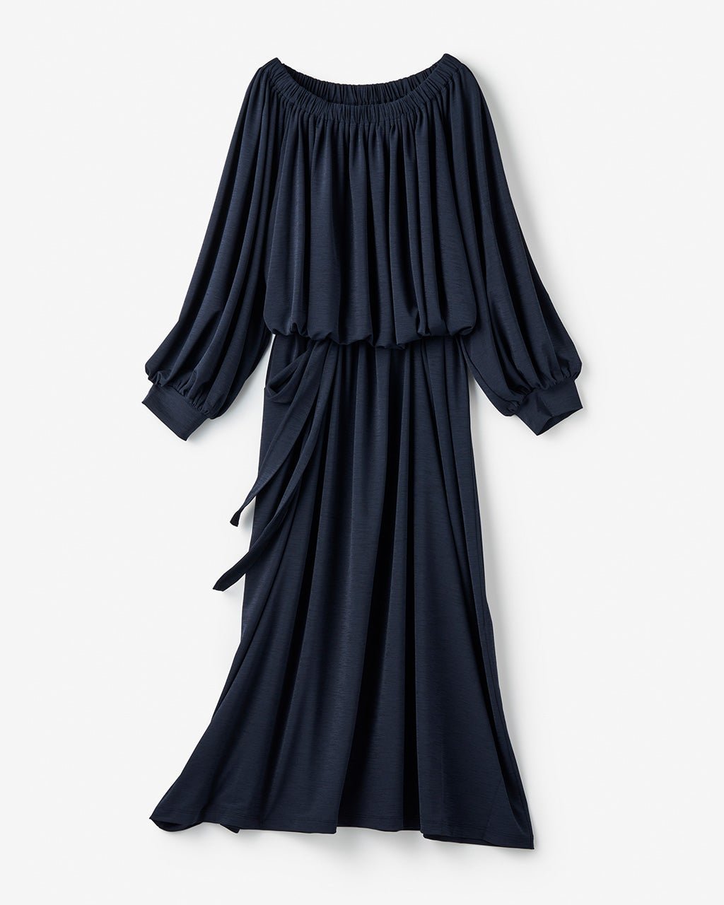 【ドゥクラッセ/DoCLASSE】のUVスラブ・ギャザーネックワンピース/普通丈 インテリア・キッズ・メンズ・レディースファッション・服の通販 founy(ファニー) 　ファッション　Fashion　レディースファッション　Fashion for Women　ワンピース　Dresses　新作・新入荷　New Arrivals / New In　カットソー　Cut and Sewn Top　フォルム　Silhouette, Form　夏　Summer　旅行　Travel　ネイビー|ID: prp329100004926116 ipo3291000000036963950