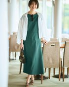 【ドゥクラッセ/DoCLASSE】のコットンポンチ・構築フレアワンピース グリーン|ID:prp329100004926122
