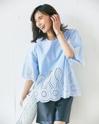 【ドゥクラッセ/DoCLASSE】のカットワークレース・スカラッププルオーバー ペールブルー|ID: prp329100004926135 ipo3291000000037256409