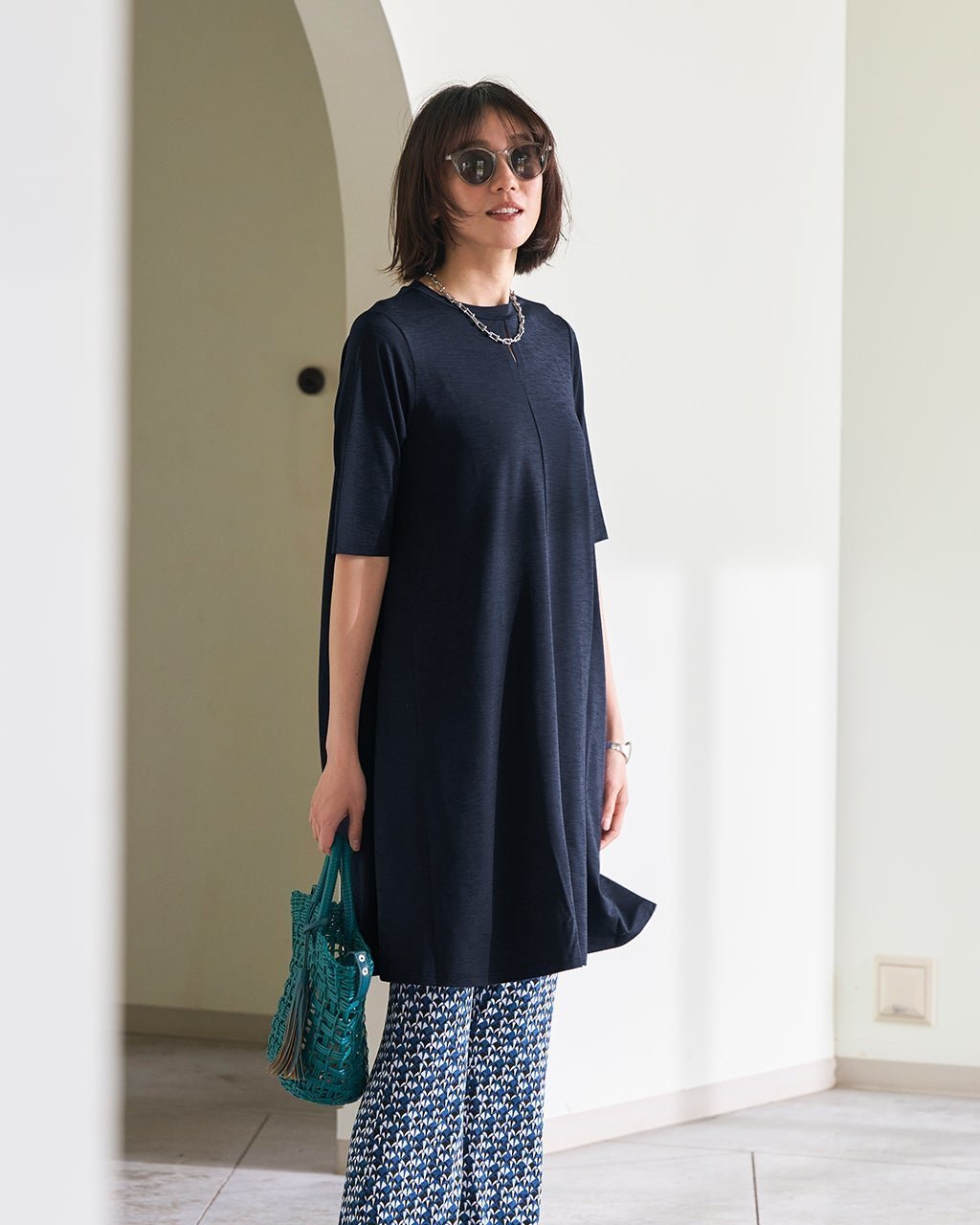 【ドゥクラッセ/DoCLASSE】のUVスラブ・フレアチュニック/5分袖 人気、トレンドファッション・服の通販 founy(ファニー) 　ファッション　Fashion　レディースファッション　Fashion for Women　トップス・カットソー　Cut & Sew Tops　新作・新入荷　New Arrivals / New In　カットソー　Cut and Sewn Top　シンプル　Simple, Minimal　スカーフ　Scarf, Neckwear　チュニック　Tunic, Long Top　フレア　Flare, Flared　夏　Summer　旅行　Travel　 other-1|ID: prp329100004926140 ipo3291000000036964076