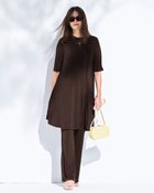 【ドゥクラッセ/DoCLASSE】のUVスラブ・フレアチュニック/5分袖 人気、トレンドファッション・服の通販 founy(ファニー) ファッション Fashion レディースファッション Fashion for Women トップス・カットソー Cut & Sew Tops 新作・新入荷 New Arrivals / New In カットソー Cut and Sewn Top シンプル Simple, Minimal スカーフ Scarf, Neckwear チュニック Tunic, Long Top フレア Flare, Flared 夏 Summer 旅行 Travel thumbnail ダークブラウン|ID: prp329100004926140 ipo3291000000036964091