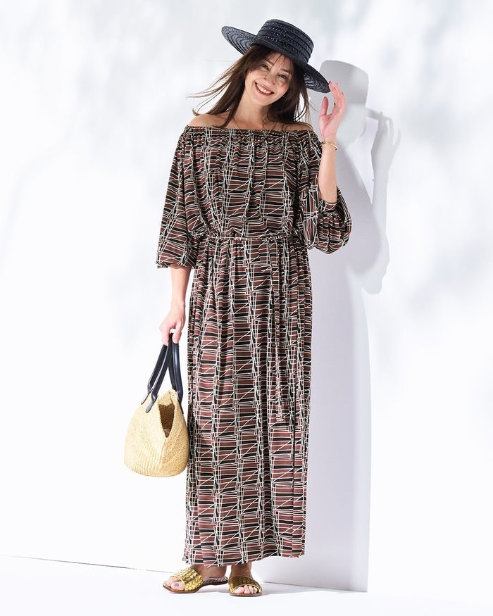 【ドゥクラッセ/DoCLASSE】のUVスラブ・ギャザーネックワンピース/長め丈 インテリア・キッズ・メンズ・レディースファッション・服の通販 founy(ファニー) https://founy.com/ ファッション Fashion レディースファッション Fashion for Women ワンピース Dresses 新作・新入荷 New Arrivals / New In カットソー Cut and Sewn Top フォルム Silhouette, Form 夏 Summer 旅行 Travel |ID: prp329100004926142 ipo3291000000037140161