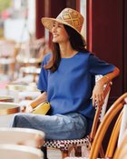 【ドゥクラッセ/DoCLASSE】のリネン混ストレッチ・Tブラウス 人気、トレンドファッション・服の通販 founy(ファニー) ファッション Fashion レディースファッション Fashion for Women トップス・カットソー Cut & Sew Tops シャツ・ブラウス・オフィスカジュアル Elegant Blouses & Button-Ups 新作・新入荷 New Arrivals / New In シンプル Simple, Minimal ストレッチ Stretch, Stretchy Fabric リネン Linen, Linen Fabric thumbnail ロイヤルブルー|ID: prp329100004926147 ipo3291000000036964135