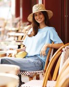 【ドゥクラッセ/DoCLASSE】のリネン混ストレッチ・Tブラウス 人気、トレンドファッション・服の通販 founy(ファニー) ファッション Fashion レディースファッション Fashion for Women トップス・カットソー Cut & Sew Tops シャツ・ブラウス・オフィスカジュアル Elegant Blouses & Button-Ups 新作・新入荷 New Arrivals / New In シンプル Simple, Minimal ストレッチ Stretch, Stretchy Fabric リネン Linen, Linen Fabric thumbnail ライトブルー|ID: prp329100004926147 ipo3291000000036964140