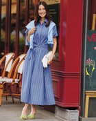 【ドゥクラッセ/DoCLASSE】のUVイージーケア・ベルト付きシャツワンピース ネイビー&times;ホワイト|ID: prp329100004926150 ipo3291000000037140210