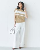 【ドゥクラッセ/DoCLASSE】のUVクールニット・フレンチトップス ベージュ&times;ホワイト|ID: prp329100004926151 ipo3291000000037093294