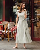 【ドゥクラッセ/DoCLASSE】のリネン混ストレッチ・アシメタックワンピース グレー|ID: prp329100004926153 ipo3291000000037140223