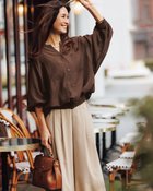 【ドゥクラッセ/DoCLASSE】のシアーシャツ・リブタンクセット 人気、トレンドファッション・服の通販 founy(ファニー) ファッション Fashion レディースファッション Fashion for Women トップス・カットソー Cut & Sew Tops シャツ・ブラウス・オフィスカジュアル Elegant Blouses & Button-Ups 新作・新入荷 New Arrivals / New In ギャザー Gathered, Ruffled シアー Sheer, See-Through タンク Tank Top, Sleeveless Top ブラウジング Blouson Silhouette, Cinched Waist エレガント 上品 Elegant thumbnail ダークブラウン|ID: prp329100004926158 ipo3291000000036964202