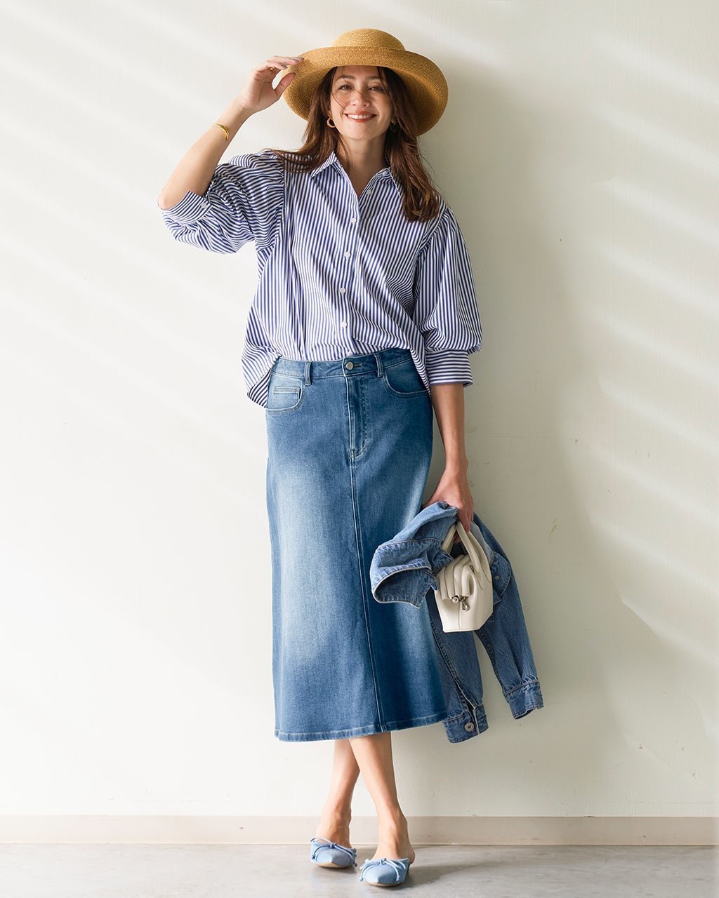 【ドゥクラッセ/DoCLASSE】のエアフレックスデニム・スカート/73cm インテリア・キッズ・メンズ・レディースファッション・服の通販 founy(ファニー) 　ファッション　Fashion　レディースファッション　Fashion for Women　スカート　Skirts　新作・新入荷　New Arrivals / New In　フィット　Fit, Slim Fit　ロング　Long, Long-Length　ライトインディゴ|ID: prp329100004926176 ipo3291000000036964281