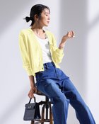 【ドゥクラッセ/DoCLASSE】のスパンコールドライニット・カーディガン ペールイエロー|ID: prp329100004926181 ipo3291000000037032125