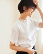 【ドゥクラッセ/DoCLASSE】のレースネック&スリーブ/半袖・ドゥクラッセTシャツ ホワイト|ID:prp329100004926183