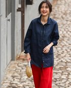 【ドゥクラッセ/DoCLASSE】のシアーラミー・はしごレースロングシャツ ネイビー|ID:prp329100004926187