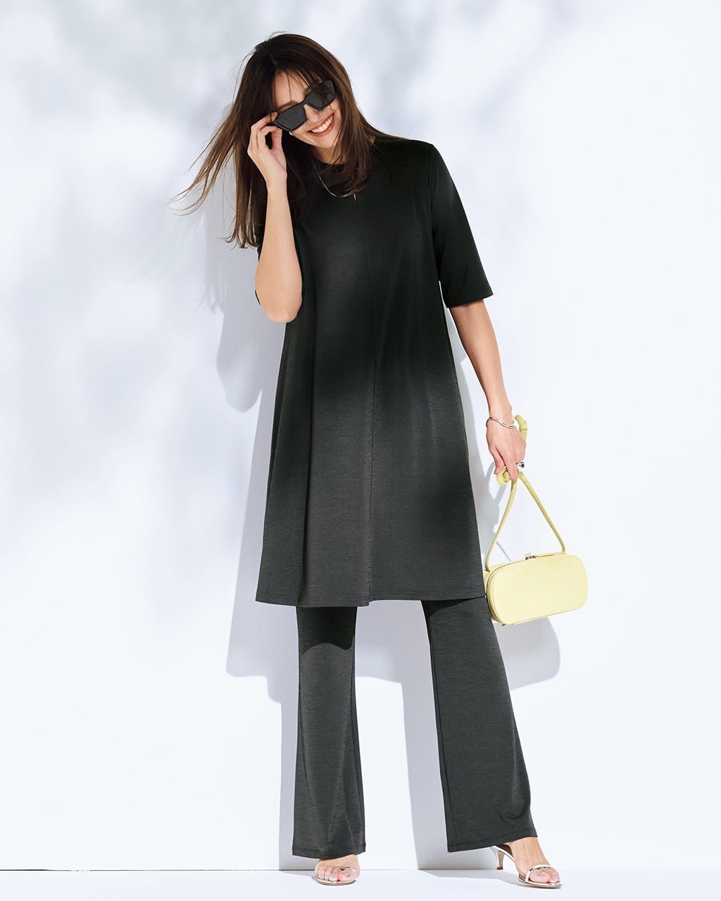 【ドゥクラッセ/DoCLASSE】のUVスラブ・セミフレアパンツ/72cm インテリア・キッズ・メンズ・レディースファッション・服の通販 founy(ファニー) 　ファッション　Fashion　レディースファッション　Fashion for Women　パンツ　Pants & Trousers　新作・新入荷　New Arrivals / New In　カットソー　Cut and Sewn Top　夏　Summer　旅行　Travel　チャコール|ID: prp329100004926189 ipo3291000000036964334