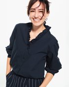 【ドゥクラッセ/DoCLASSE】のフリルデザイン・Vネックシャツ ミッドナイトブルー|ID: prp329100004931599 ipo3291000000037093592