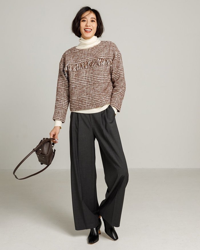 【ドゥクラッセ/DoCLASSE】のチェックツイード・ボックスブラウス インテリア・キッズ・メンズ・レディースファッション・服の通販 founy(ファニー) https://founy.com/ ファッション Fashion レディースファッション Fashion for Women トップス・カットソー Cut & Sew Tops シャツ・ブラウス・オフィスカジュアル Elegant Blouses & Button-Ups ツイード Twill, Twill Weave フリンジ Fringe, Tassel モダン Modern, Contemporary |ID: prp329100004931642 ipo3291000000037101637