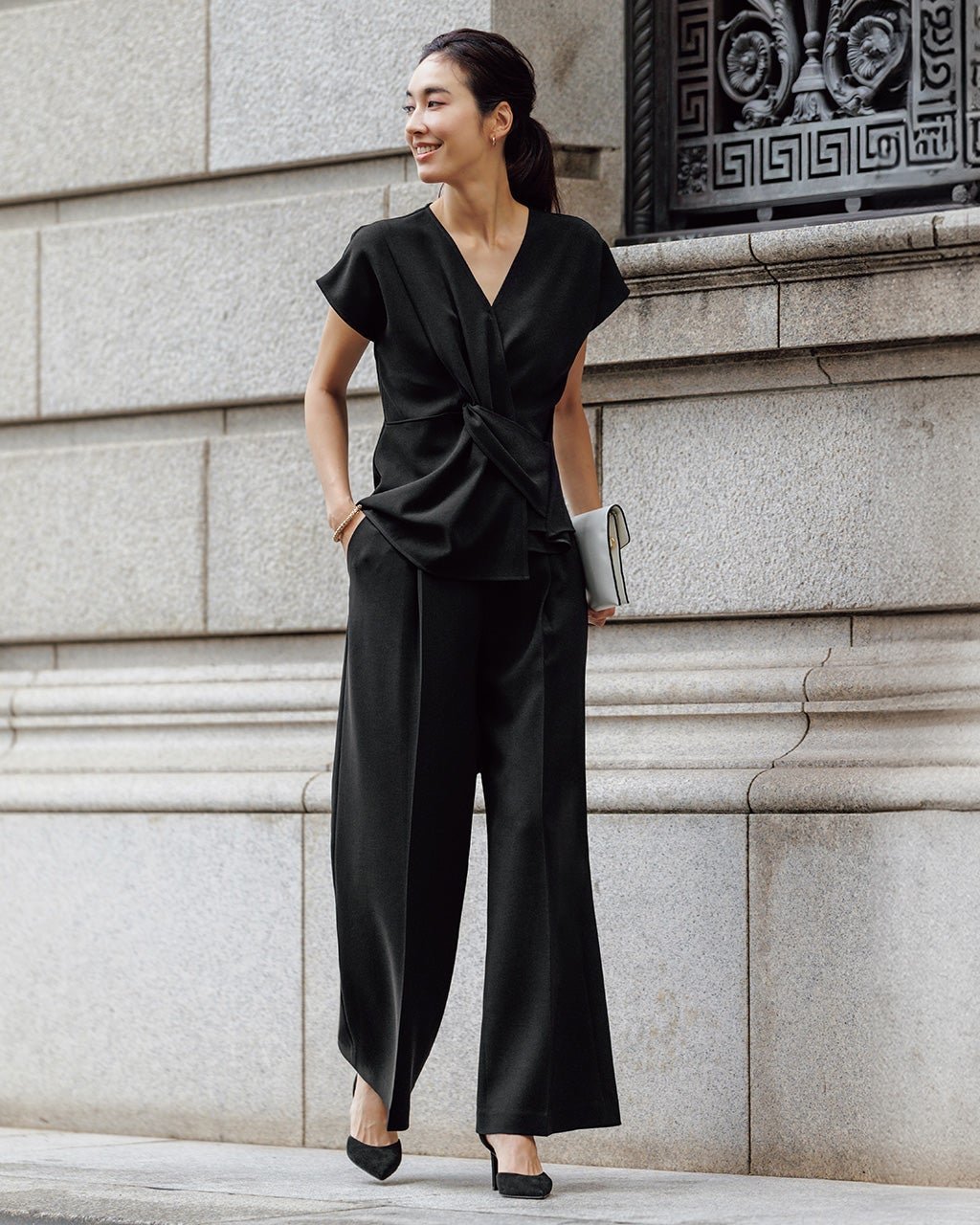 【ドゥクラッセ/DoCLASSE】のトリアセダブル・ワイドパンツ インテリア・キッズ・メンズ・レディースファッション・服の通販 founy(ファニー) 　ファッション　Fashion　レディースファッション　Fashion for Women　パンツ　Pants & Trousers　シンプル　Simple, Minimal　ストレッチ　Stretch, Stretchy Fabric　セレモニー　Ceremony　ロング　Long, Long-Length　夏　Summer　日本製　Made In Japan　S/S・春夏　SS, Spring/Summer, Warm Season　A/W・秋冬　Autumn/Winter　ブラック|ID: prp329100004931663 ipo3291000000037015390