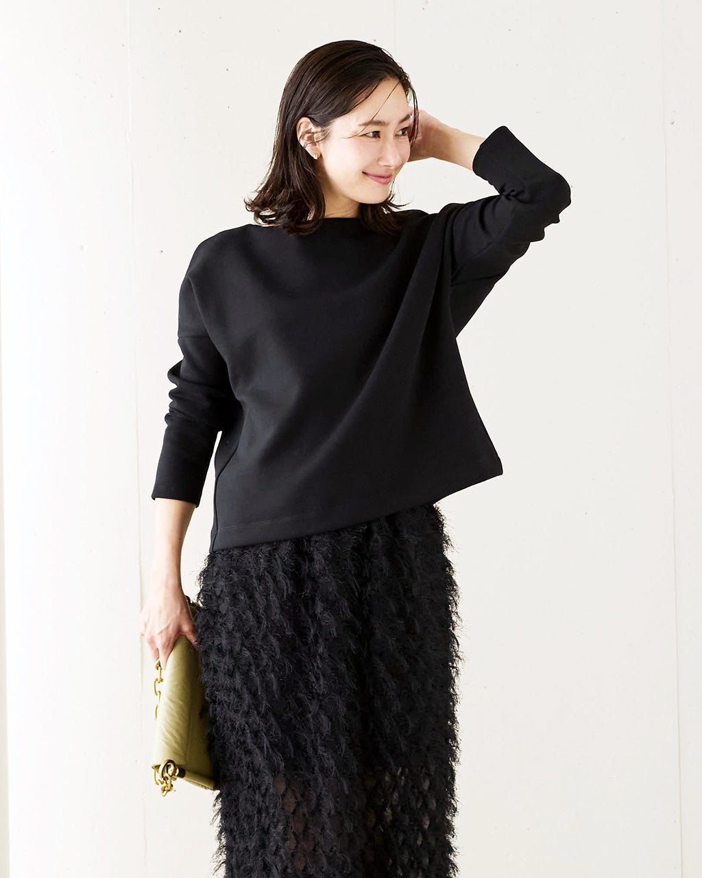 【ドゥクラッセ/DoCLASSE】のダンボールニット・ボートネック9分袖 インテリア・キッズ・メンズ・レディースファッション・服の通販 founy(ファニー) 　ファッション　Fashion　レディースファッション　Fashion for Women　トップス・カットソー　Cut & Sew Tops　ニット　Knit Tops & Sweaters　なめらか　Smooth, Silky Texture　カットソー　Cut and Sewn Top　ショート　Short, Short Length　セットアップ　Set-Up, Coordinated Outfit　バランス　Balance, Style Balance　人気　Popular, Best Seller　ブラック|ID: prp329100004931667 ipo3291000000037015414