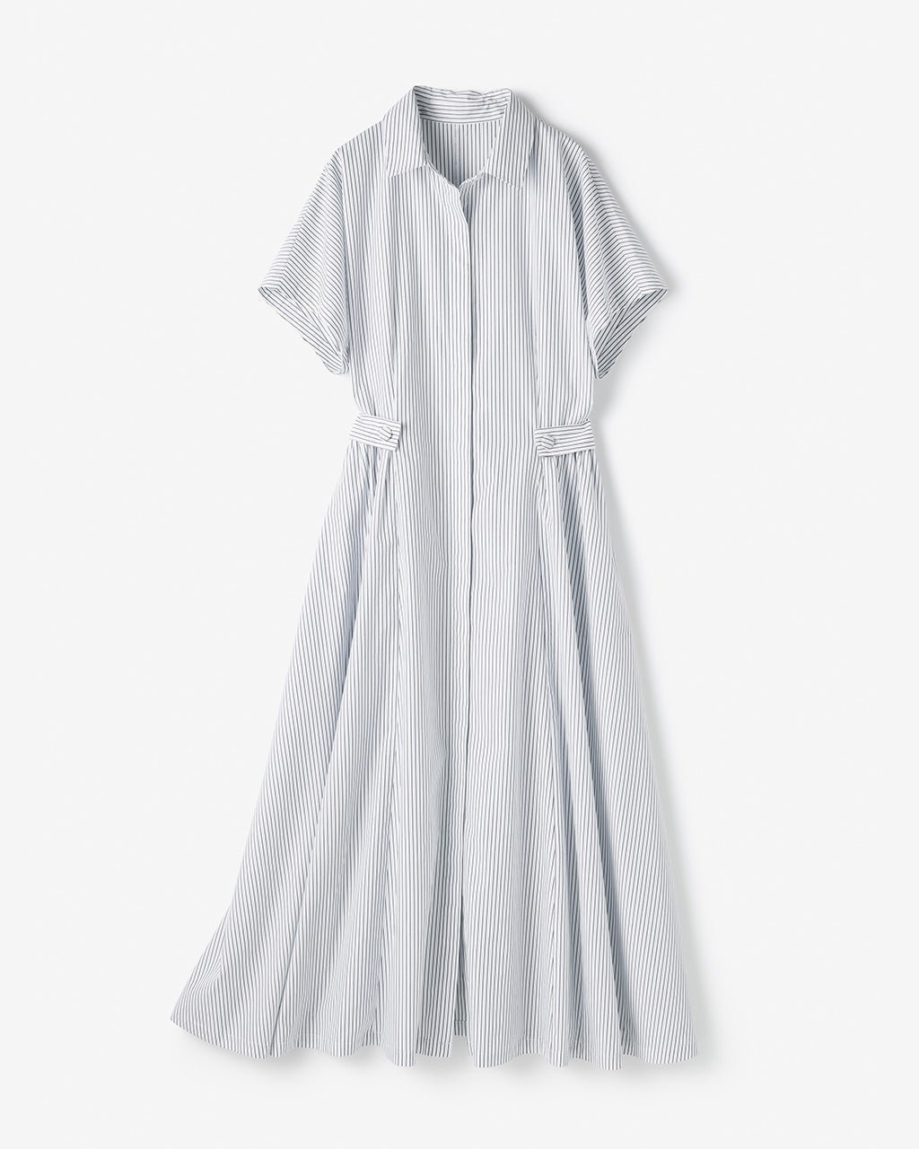 【ドゥクラッセ/DoCLASSE】のコットン混ブロード・ギャザーシャツワンピ インテリア・キッズ・メンズ・レディースファッション・服の通販 founy(ファニー) 　ファッション　Fashion　レディースファッション　Fashion for Women　ワンピース　Dresses　シャツワンピース / 1枚で着映えコーデ　Shirt Dresses　ギャザー　Gathered, Ruffled　フレア　Flare, Flared　人気　Popular, Best Seller　ホワイト・パターン|ID: prp329100004931673 ipo3291000000037015449