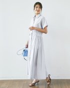 【ドゥクラッセ/DoCLASSE】のコットン混ブロード・ギャザーシャツワンピ ホワイト・パターン|ID: prp329100004931673 ipo3291000000037245263