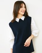 【ドゥクラッセ/DoCLASSE】のウォッシャブルニット・スタンドカラーベスト ミッドナイトブルー|ID: prp329100004931698 ipo3291000000037097855