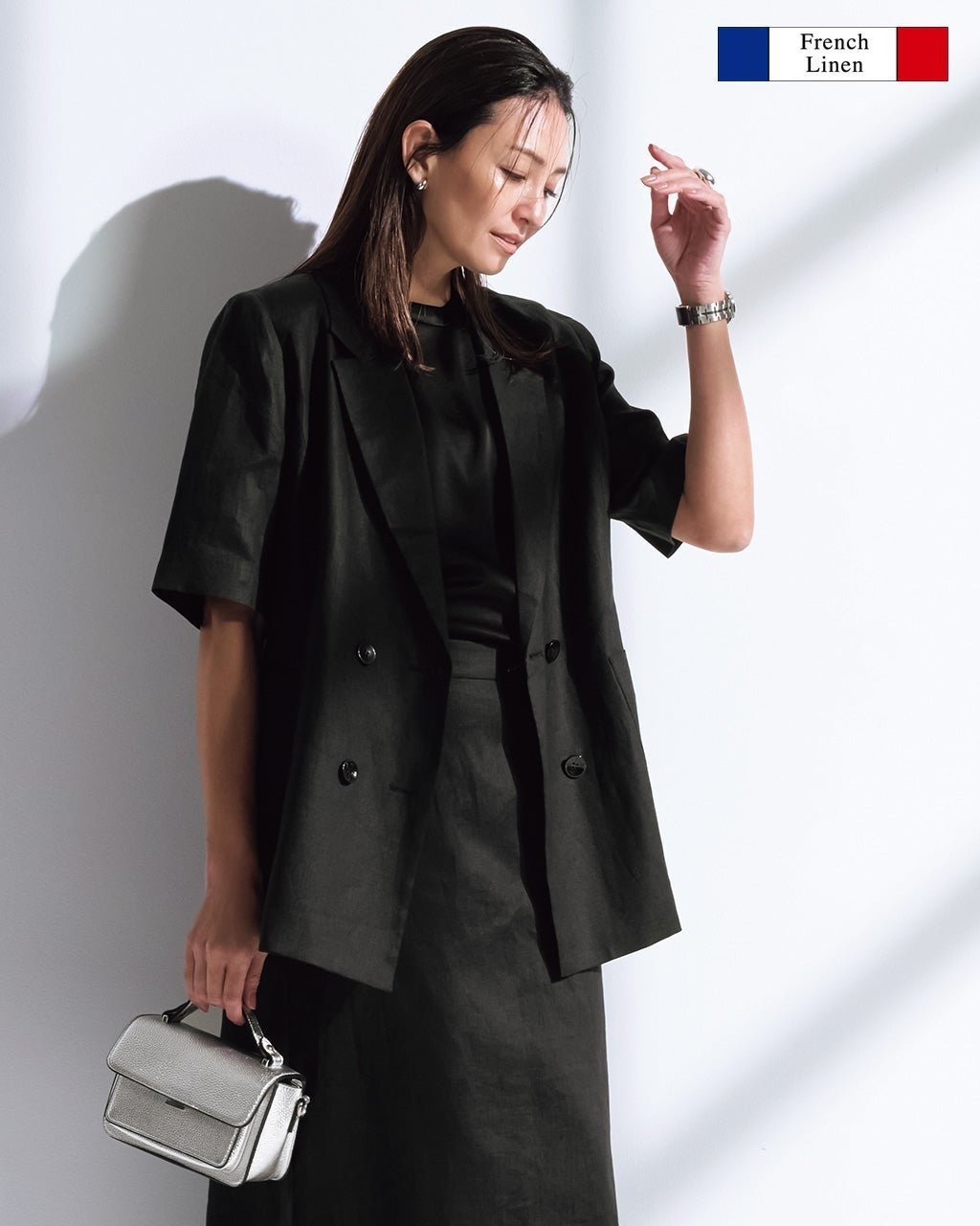 【ドゥクラッセ/DoCLASSE】のフレンチリネン・ハーフ袖ジャケット 人気、トレンドファッション・服の通販 founy(ファニー) 　ファッション　Fashion　レディースファッション　Fashion for Women　アウター　Coat / Outerwear Collection　レディースジャケット・軽アウター　Jackets　新作・新入荷　New Arrivals / New In　おすすめ　Recommended / Our Picks　オケージョン　Occasion Wear　ジャケット　Jacket, Outerwear　セットアップ　Set-Up, Coordinated Outfit　ダブル　Double, Double-Breasted　ハーフ　Half, Half-Length　フランス　France, French　フレンチ　French, French Style　プレミアム　Premium, High-End　リネン　Linen, Linen Fabric　ビジネス 仕事 通勤　Business / Work / Commuting　半袖　Short Sleeve, Half Sleeve　夏　Summer　春　Spring　S/S・春夏　SS, Spring/Summer, Warm Season　 other-1|ID: prp329100004931794 ipo3291000000037016089