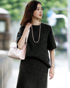 【ドゥクラッセ/DoCLASSE】のブークレニット・ハーフスリーブトップス 人気、トレンドファッション・服の通販 founy(ファニー) ファッション Fashion レディースファッション Fashion for Women ワンピース Dresses セットアップ Matching Sets レディーストップス・ブラウス Tops & Blouses / Assorted Women's Tops セットアップ Set-Up, Coordinated Outfit デニム Denim, Jeans Material フォルム Silhouette, Form モコモコ Fuzzy, Fluffy モダン Modern, Contemporary ループ Loop, Loop Knit thumbnail ブラック|ID: prp329100004932764 ipo3291000000037024419