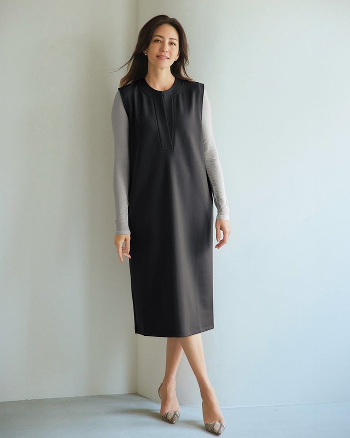 【ドゥクラッセ/DoCLASSE】のダブル編みジャージー・キーネックジャンスカ 105cm インテリア・キッズ・メンズ・レディースファッション・服の通販 founy(ファウニー) https://founy.com/ ファッション Fashion レディースファッション Fashion for Women ワンピース Dresses おすすめ Recommended / Our Picks シンプル Simple, Minimal ダブル Double, Double-Breasted ロング Long, Long-Length ワーク Workwear, Utility Style 人気 Popular, Best Seller |ID: prp329100004933916 ipo3291000000037255799