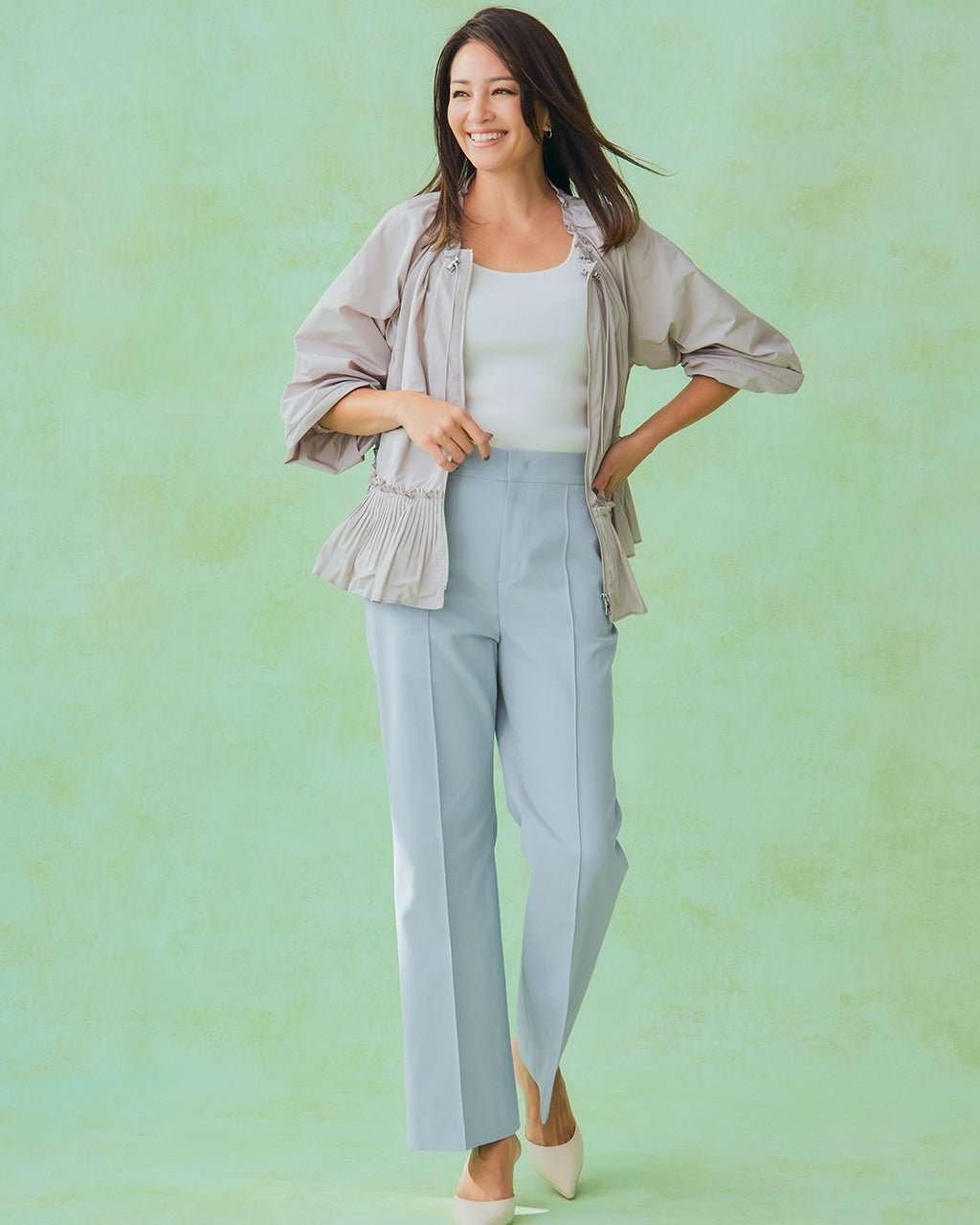 【ドゥクラッセ/DoCLASSE】のリネン混オックス・ワイドストレート/75cm インテリア・キッズ・メンズ・レディースファッション・服の通販 founy(ファニー) 　ファッション　Fashion　レディースファッション　Fashion for Women　パンツ　Pants & Trousers　リネン　Linen, Linen Fabric　ライトブルー|ID: prp329100004933918 ipo3291000000037032037