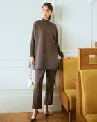 【ドゥクラッセ/DoCLASSE】のストレッチジョーゼット・ストレートパンツ ブラウングレー|ID: prp329100004933922 ipo3291000000037140067