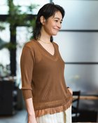 【ドゥクラッセ/DoCLASSE】のシアーリブ・裾フリルトップス/Vネック ブラウン|ID: prp329100004933924 ipo3291000000037140084