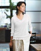 【ドゥクラッセ/DoCLASSE】のシアーリブ・裾フリルトップス/Vネック ホワイト|ID: prp329100004933924 ipo3291000000037256342