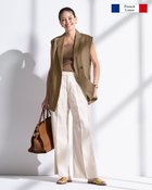 【ドゥクラッセ/DoCLASSE】のフレンチリネン・テーラードジレ モカ|ID: prp329100004933925 ipo3291000000037032068