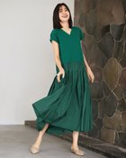 【ドゥクラッセ/DoCLASSE】のコットンポンチ・異素材デザインワンピース グリーン|ID:prp329100004933928
