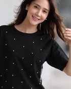 【ドゥクラッセ/DoCLASSE】のシアーレイヤードニット・パール付きトップス ブラック|ID: prp329100004933951 ipo3291000000037102318